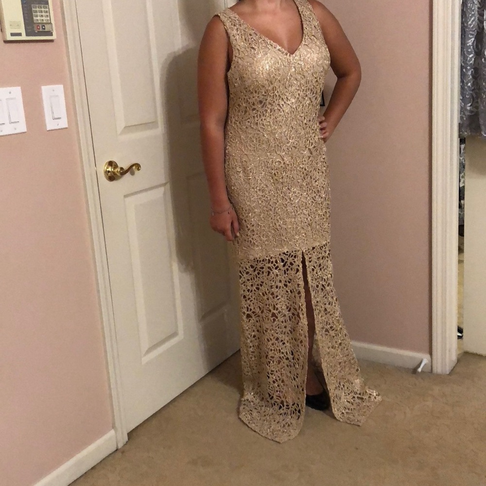 NWT Marina dresses,  gold long evening dress